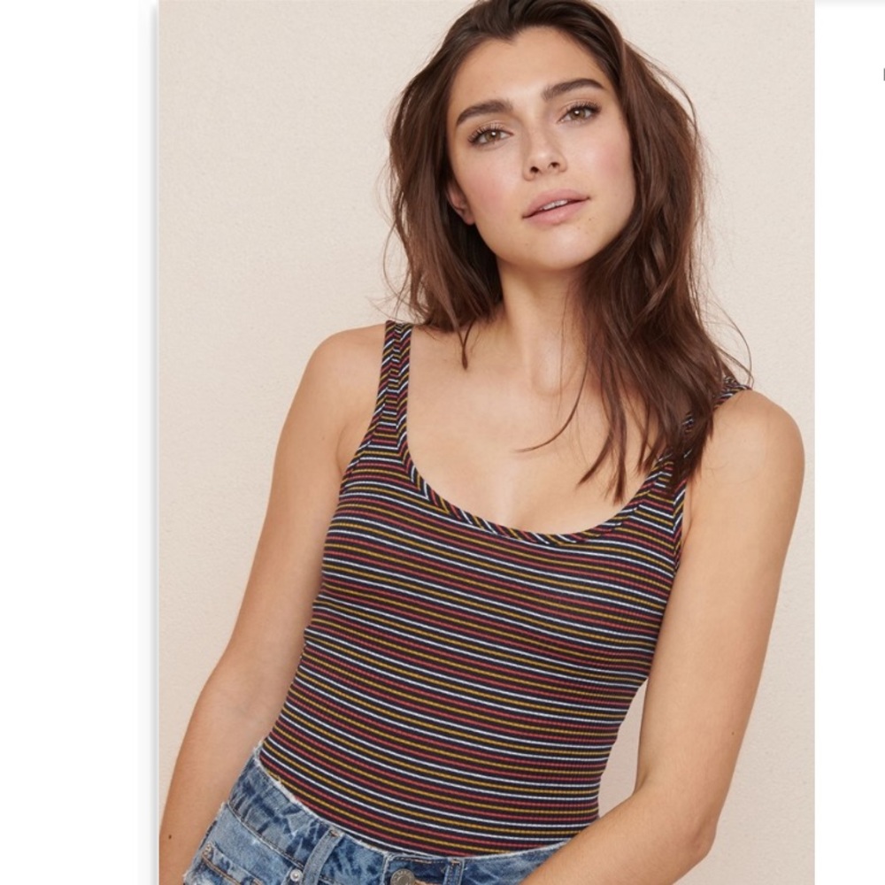 Red, Navy, Yellow, White Striped Garage Bodysuit